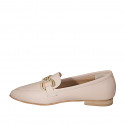 Mocassin à bout pointu pour femmes en cuir rose clair avec accessoire talon 1 - Pointures disponibles:  32, 33, 35, 43, 44, 45, 46