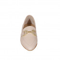Mocassin à bout pointu pour femmes en cuir rose clair avec accessoire talon 1 - Pointures disponibles:  32, 33, 35, 43, 44, 45, 46
