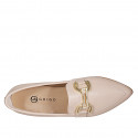 Mocassin à bout pointu pour femmes en cuir rose clair avec accessoire talon 1 - Pointures disponibles:  32, 33, 35, 43, 44, 45, 46