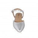 Decolté aperta sul tallone in pelle laminata argento con cinturino tacco 1 - Misure disponibili: 33, 34, 35, 42, 43, 44