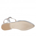Decolté aperta sul tallone in pelle laminata argento con cinturino tacco 1 - Misure disponibili: 33, 34, 35, 42, 43, 44