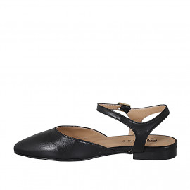 Zapato destalonado para mujer en piel negra con cinturon tacon 1 - Tallas disponibles:  35 2