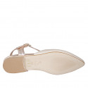 Decolté aperta sul tallone in pelle cipria e laminata rame con cinturino tacco 1 - Misure disponibili: 32, 33, 35, 42, 43, 44, 45, 46