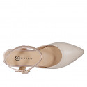 Decolté aperta sul tallone in pelle cipria e laminata rame con cinturino tacco 1 - Misure disponibili: 32, 33, 35, 42, 43, 44, 45, 46