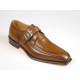 Zapato elegante con hebilla para hombre en piel de color cuero - Tallas disponibles:  50, 51