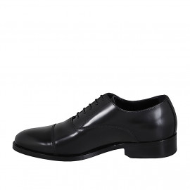 Chaussure richelieu avec lacets et bout droit en cuir brossé noir pour hommes - Pointures disponibles:  36, 37, 38, 46, 47, 48, 49, 51, 52 2