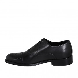 Zapato oxford con cordones y puntera Brogue para hombre en piel negra - Tallas disponibles:  36, 37, 38, 46, 47, 49, 50, 51, 52 2