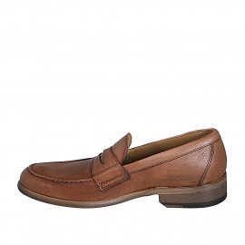 Mocasin elegante para hombre en piel cognac - Tallas disponibles:  46, 47, 48, 52 2