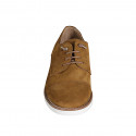 Zapato deportivo con cordones y puntera en gamuza color cognac - Tallas disponibles:  37, 46, 47, 48, 49, 50
