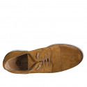 Zapato deportivo con cordones y puntera en gamuza color cognac - Tallas disponibles:  37, 46, 47, 48, 49, 50