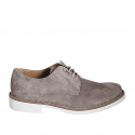 Scarpa derby stringata da uomo in camoscio color taupe - Misure disponibili: 38, 46, 47, 48, 50, 51