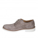 Zapato deportivo con cordones en gamuza gris pardo - Tallas disponibles:  38, 46, 47, 50, 51
