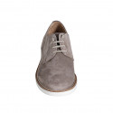Zapato deportivo con cordones en gamuza gris pardo - Tallas disponibles:  38, 46, 47, 50, 51