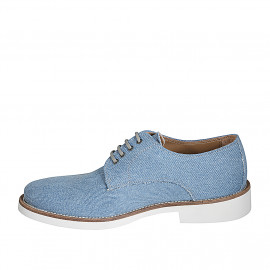 Scarpa derby stringata da uomo in tessuto color azzurro effetto jeans - Misure disponibili: 36, 38, 46, 48, 49, 50, 51 2
