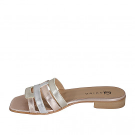 Sabot da donna in pelle laminata platino, argento, rame tacco 2 - Misure disponibili: 32, 35, 42, 43 2