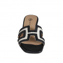 Sabo para mujer en piel negra y rafia color crema tacon 2 - Tallas disponibles:  33, 34, 35, 42, 43, 44