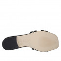 Sabo para mujer en piel negra y rafia color crema tacon 2 - Tallas disponibles:  33, 34, 35, 42, 43, 44