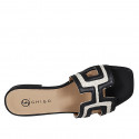 Sabo para mujer en piel negra y rafia color crema tacon 2 - Tallas disponibles:  33, 34, 35, 42, 43, 44