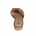 Sabo para mujer en piel cognac y rafia beis tacon 2 - Tallas disponibles:  33, 35, 42, 43