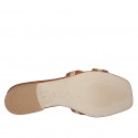 Sabo para mujer en piel cognac y rafia beis tacon 2 - Tallas disponibles:  33, 35, 42, 43