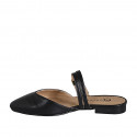 Mule cerrado en punta para mujer con correas en piel negra tacon 2 - Tallas disponibles:  32, 33, 34, 35, 42, 43