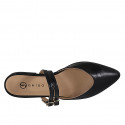 Mule cerrado en punta para mujer con correas en piel negra tacon 2 - Tallas disponibles:  32, 33, 34, 35, 42, 43