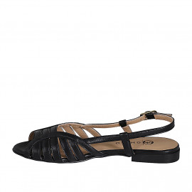 Sandale pour femmes en cuir noir talon 2 - Pointures disponibles:  32, 35 2