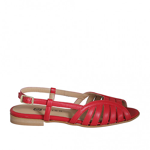 Sandale pour femmes en cuir rouge talon 2 - Pointures disponibles:  35