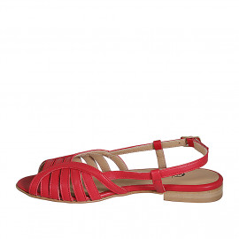 Woman's sandal in red leather heel 2 - Available sizes:  35 2