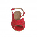 Sandale pour femmes en cuir rouge talon 2 - Pointures disponibles:  35