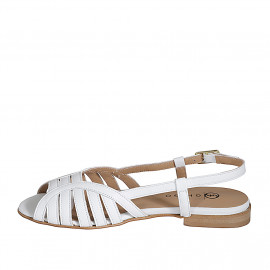 Sandalo da donna in pelle bianca tacco 2 - Misure disponibili: 35 2