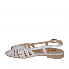 Sandale pour femmes en cuir laminé argent talon 2 - Pointures disponibles:  35 2