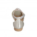 Zapato abierto para mujer en piel laminada platino, plateada y cobrizo con cinturon cruzado tacon 2 - Tallas disponibles:  35, 43