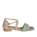 Chaussure ouverte pour femmes avec courroie en daim beige et vert talon 2 - Pointures disponibles:  32, 33, 35, 42, 43, 44, 45
