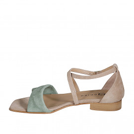 Chaussure ouverte pour femmes avec courroie en daim beige et vert talon 2 - Pointures disponibles:  32, 33, 35, 43 2