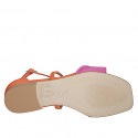 Woman's open shoe with strap in orange and fuchsia suede heel 2 - Available sizes:  32, 33, 34, 35, 42, 43, 44
