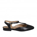 Chaussure ouverte au talon pour femmes en cuir noir avec courroie en T talon 2 - Pointures disponibles:  32, 35, 42, 45