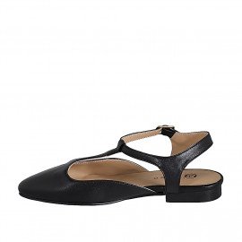 Chaussure ouverte au talon pour femmes en cuir noir avec courroie en T talon 2 - Pointures disponibles:  32, 35 2