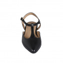 Chaussure ouverte au talon pour femmes en cuir noir avec courroie en T talon 2 - Pointures disponibles:  32, 35, 42, 45