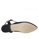 Chaussure ouverte au talon pour femmes en cuir noir avec courroie en T talon 2 - Pointures disponibles:  32, 35, 42, 45