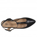 Chaussure ouverte au talon pour femmes en cuir noir avec courroie en T talon 2 - Pointures disponibles:  32, 35, 42, 45
