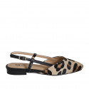 Decolté aperta sul tallone in pelle nera e pelle di vitello con pelo maculato tacco 2 - Misure disponibili: 34, 35, 42