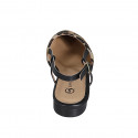 Decolté aperta sul tallone in pelle nera e pelle di vitello con pelo maculato tacco 2 - Misure disponibili: 34, 35, 42