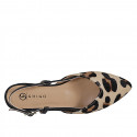 Decolté aperta sul tallone in pelle nera e pelle di vitello con pelo maculato tacco 2 - Misure disponibili: 34, 35, 42
