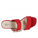 Woman's mules in red suede with buckle and elastic heel 3 - Available sizes:  32, 33, 34, 35, 42, 43, 44, 45