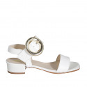 Sandale pour femmes avec boucle en cuir blanc talon 3 - Pointures disponibles:  35, 43, 44