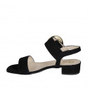 Sandale pour femmes avec boucle en daim noir talon 3 - Pointures disponibles:  32, 33, 35, 42, 44