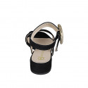 Sandale pour femmes avec boucle en daim noir talon 3 - Pointures disponibles:  32, 33, 35, 42, 44