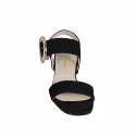 Sandale pour femmes avec boucle en daim noir talon 3 - Pointures disponibles:  32, 33, 35, 42, 44
