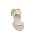 Sandalia con hebilla para mujer en piel rosada claro tacon 3 - Tallas disponibles:  32, 34, 35, 42, 43, 44, 45